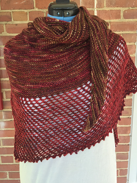 knit shawl on the bias