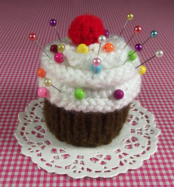 Meringue Cherry Cupcake Pincushion