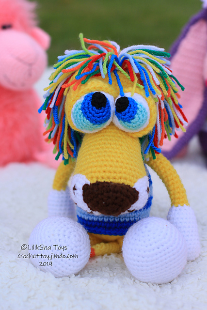 Lion with a rainbow mane.