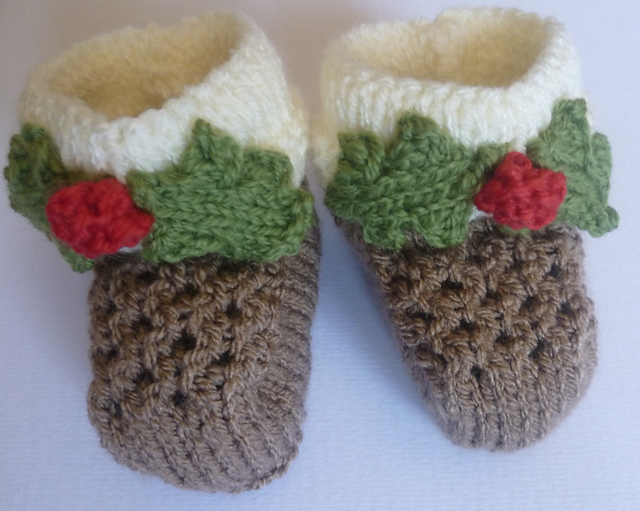 Ravelry: Christmas Pudding Booties pattern by Lily Steeple
