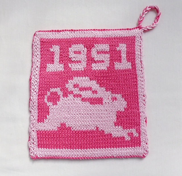 Bunny Potholder 1 - Chinese Zodiac Rabbit- Hase