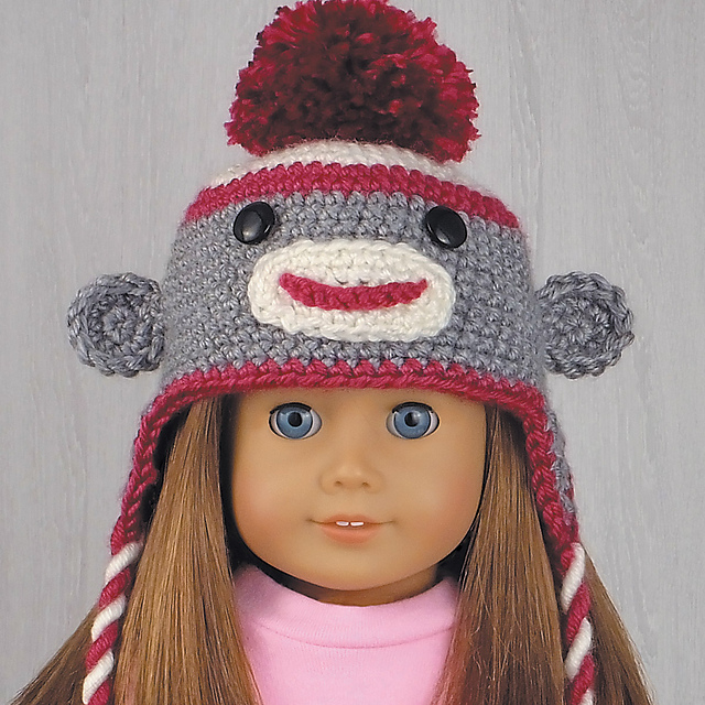 Sock Monkey Hat for 18-Inch Dolls