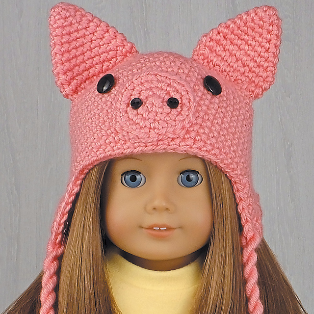 Pig Hat for 18-Inch Dolls