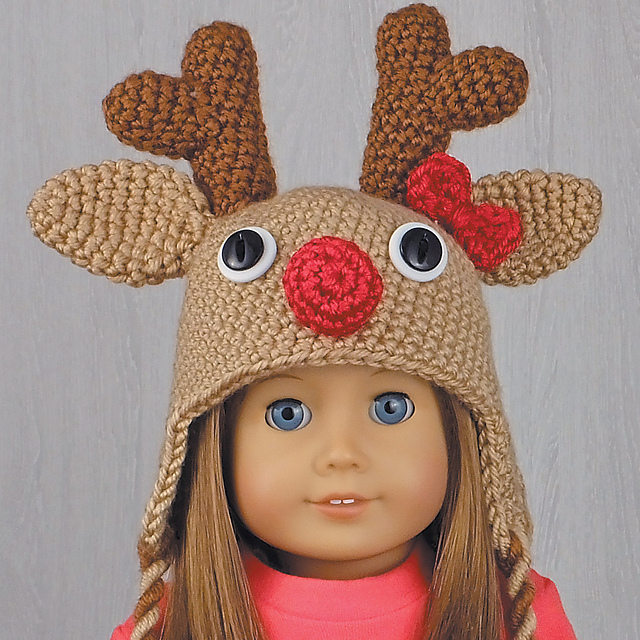 Reindeer Hat for 18-Inch Dolls