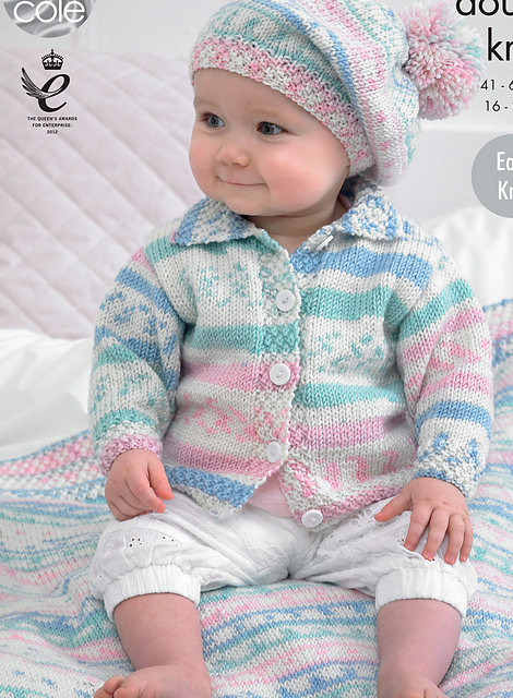 4202 Babies' Cardigan, Blanket & Beret