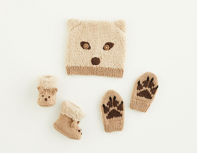Foxy Hat, Mitts & Booties 5430
