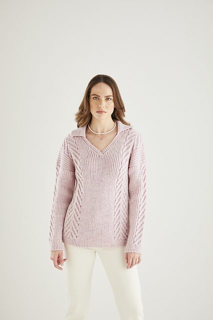 10612 V Neck Collared Sweater