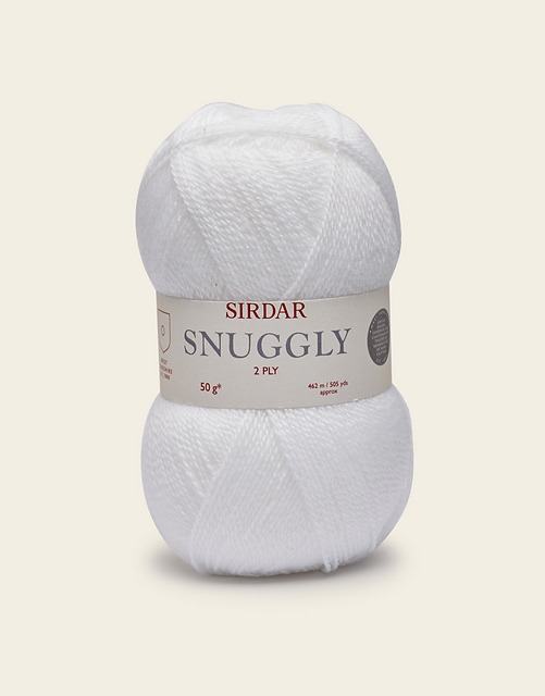 Sirdar Snuggly 4-lagiges Babygarn – 50 G, Farbe Weiß (251), 55% Nylon, 45% Acryl, Maschinenwaschbar