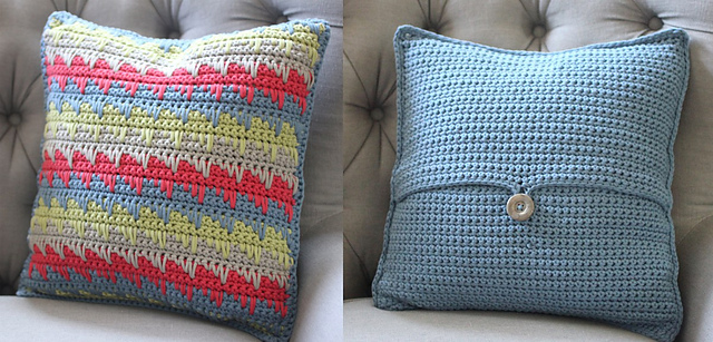 Reversible Spike Stitch Pillow Cover