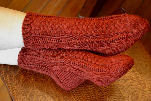 Woven Cables Worsted Socks