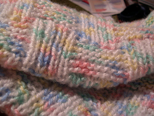 Garter and Rib Basketweave Baby Blanket