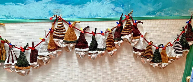 Gnome /Tomte advent bag Garland