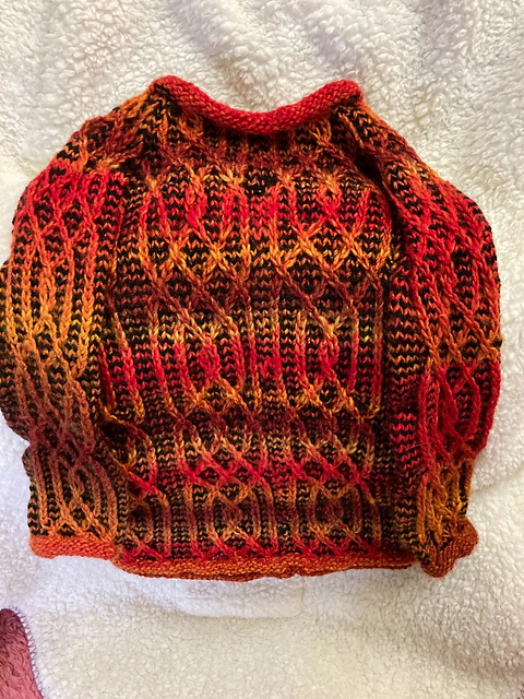 Celtic Fire slip stitch child sweater 4-6yr