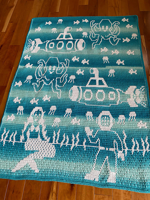 Undersea Adventure Overlay Mosaic Crochet Blanket