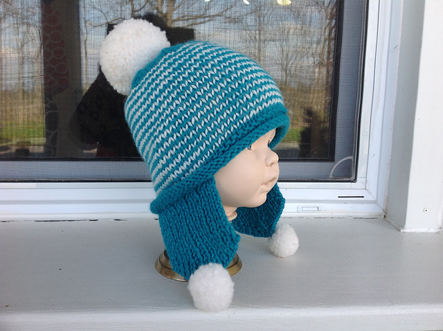 Helix Striped Pompom  Hat