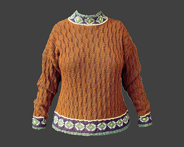 Santorini & Mykonos: Diamond-Bordered Pullover