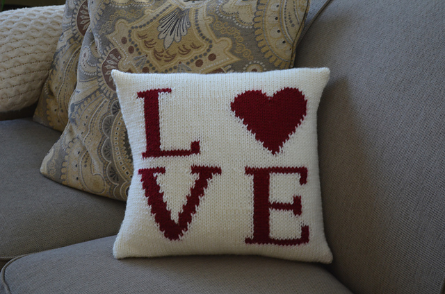 LOVE knit pillow