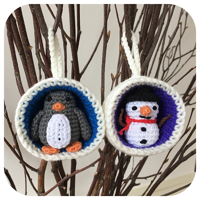 Christmas Bauble Ornament, Snowman & Penguin