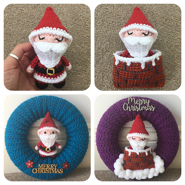Santa in a Chimney, Christmas Wreath