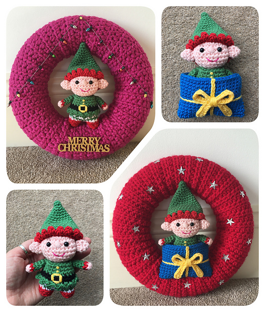 Elf in a Present, Christmas Wreath