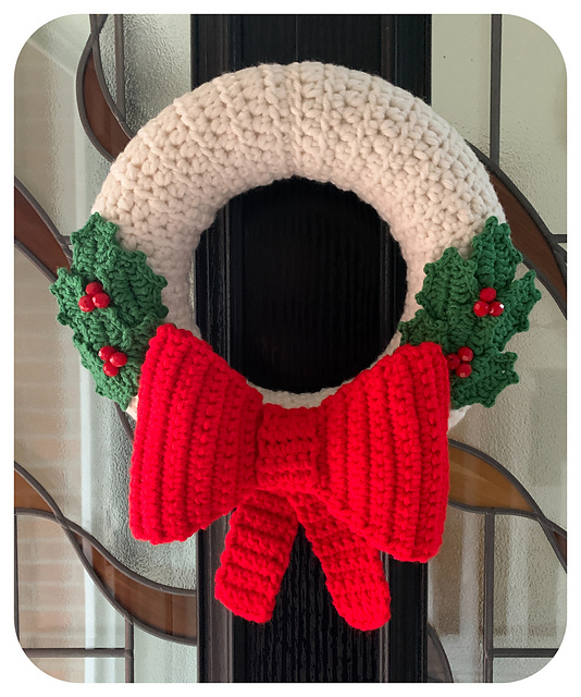Bow & Holly Christmas Wreath