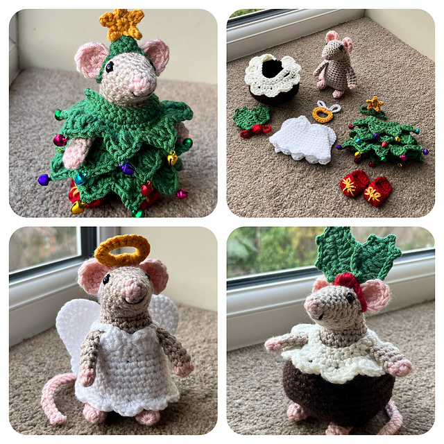 Christmas Mousefits, Tree, Angel & Pudding