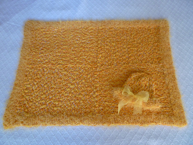 Sunshine Car Seat Blankie with Matching Cap
