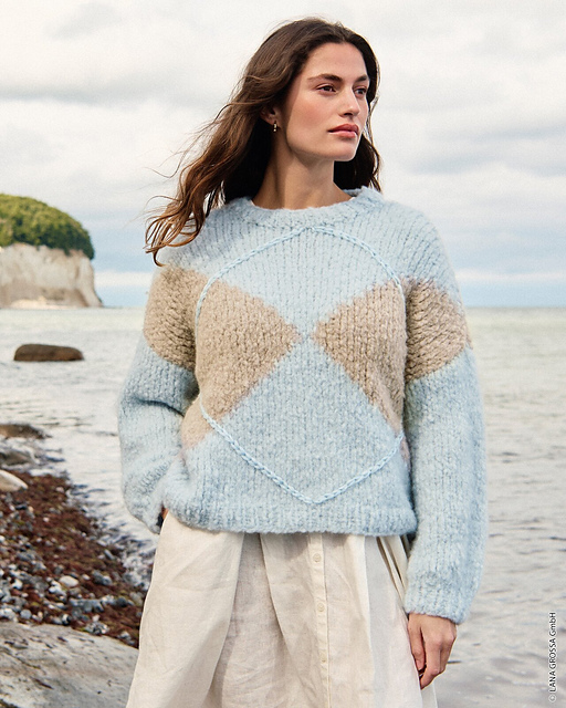 # 54 Pullover mit Einstrickmuster