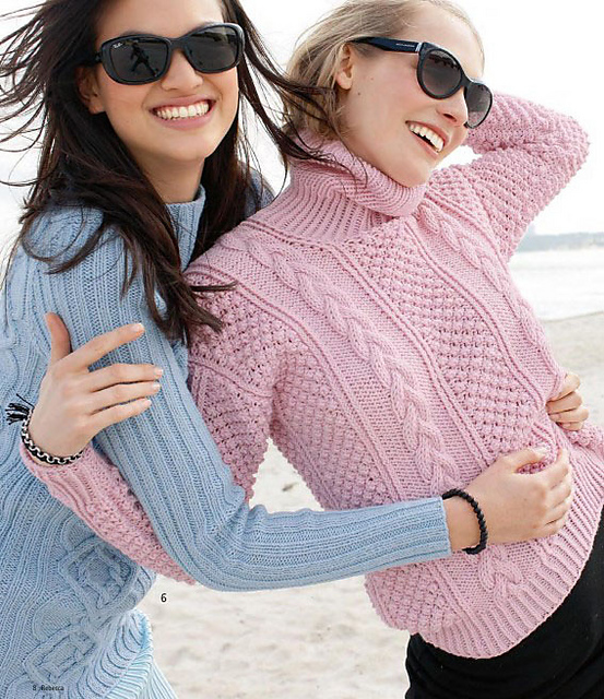 # 07 Pullover mit Noppen und Zöpfen