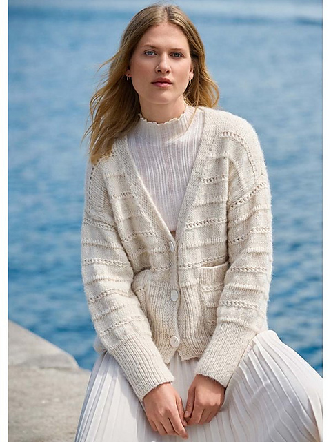 # 22 Cardigan mit Lochmusterstreifen