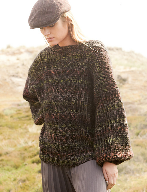 # 28 Pulli glatt links mit Aranmuster