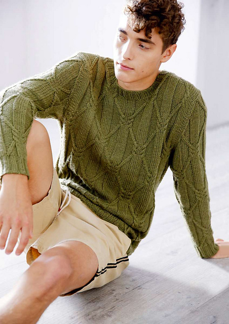 # 19 Herrenpullover mit Zopfrippen