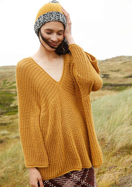 #22 Pullover mit quer gestrickter Passe