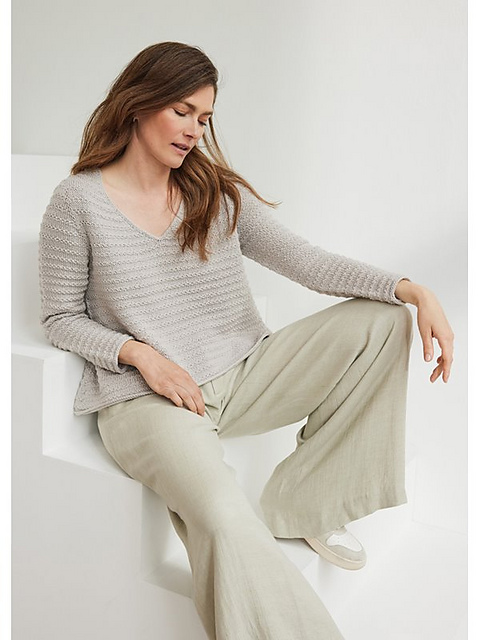 #50 V-Pullover Top Down im Streifenmuster