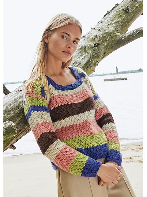 # 38 Pullover mit Häkelstäbchen
