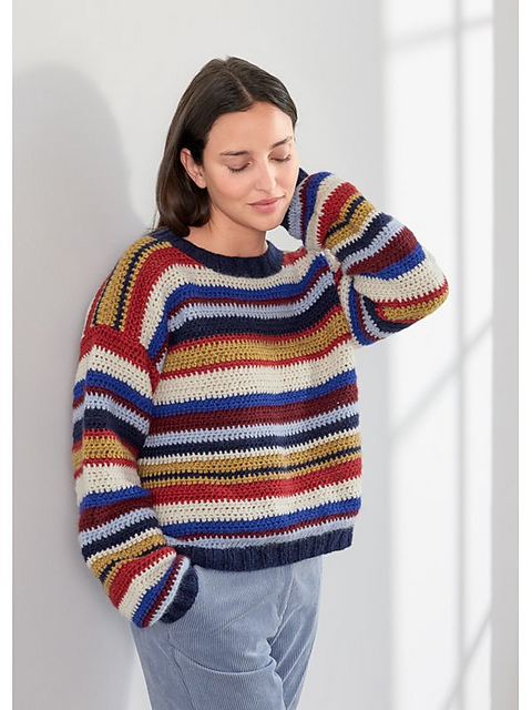 # 57 Gestreifter Häkel-Pullover