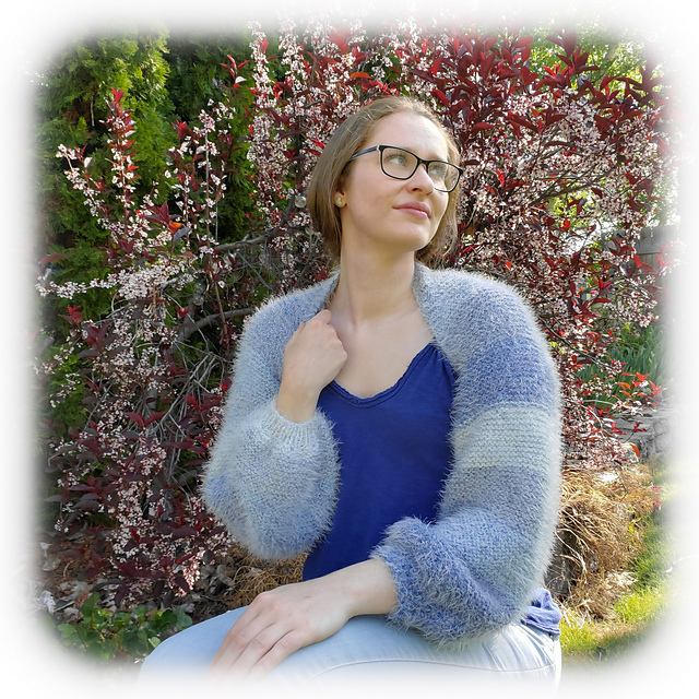 Blueberry Puff Shrug Sweater