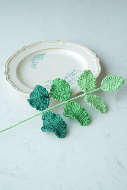 Crochet Rose Flower Leaf