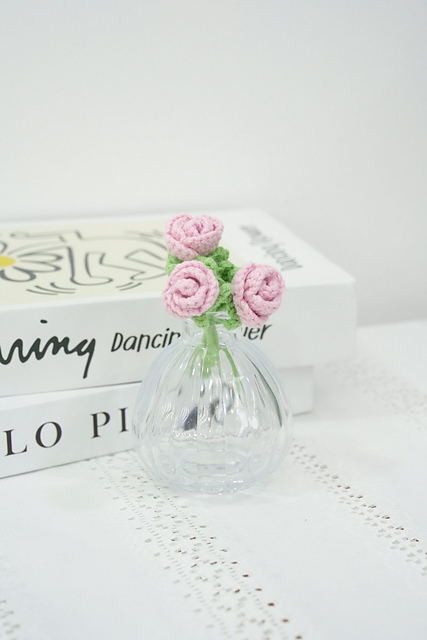 Crochet Small Bubble Rose Applique