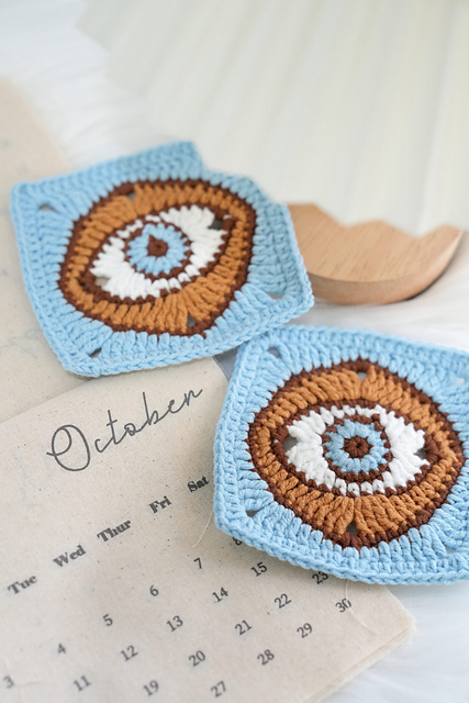 Crochet Evil Eye Granny Square