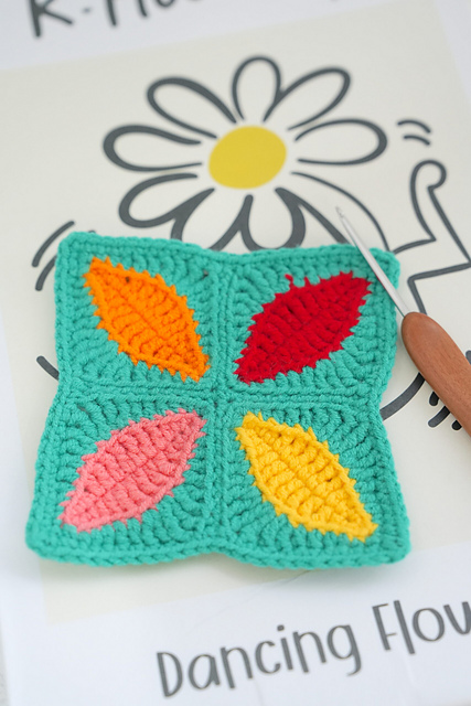 Crochet Leaf Granny Square