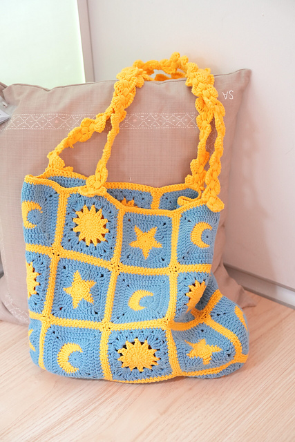 Crochet Star Granny Square Bag