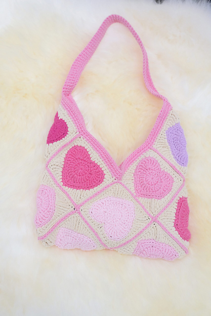 Crochet Heart Granny Square Bag
