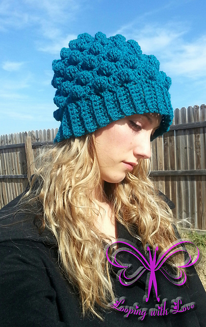 Adult Herringbone Bobble Beanie