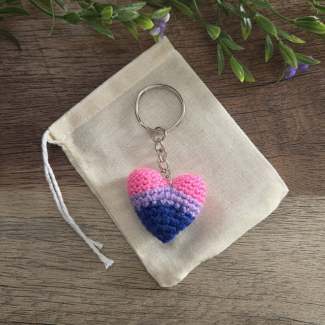 Mini Bisexual Heart Keychain