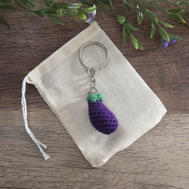 Mini Eggplant Keychain
