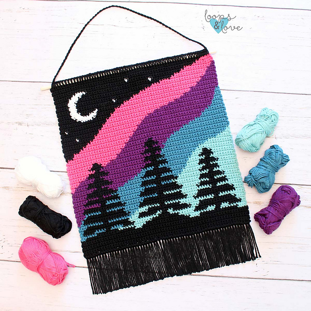Northern Lights Wall Hanging crochet pattern by Loops and Love Crochet