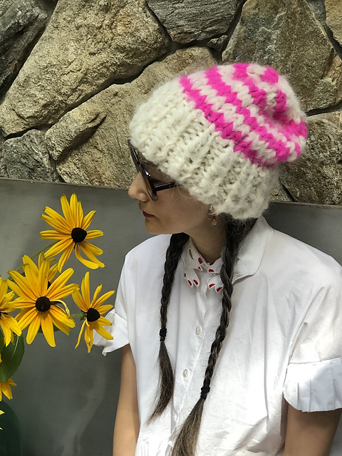 Slouchy Alpaca Beanie: Solid & Striped