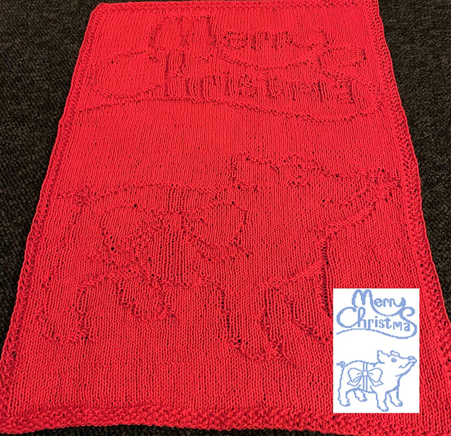 Nr. 389 25. Pig Merry Christmas guest towel