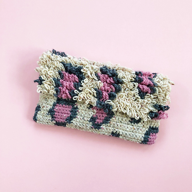 Leopard Print Loop Stitch Clutch